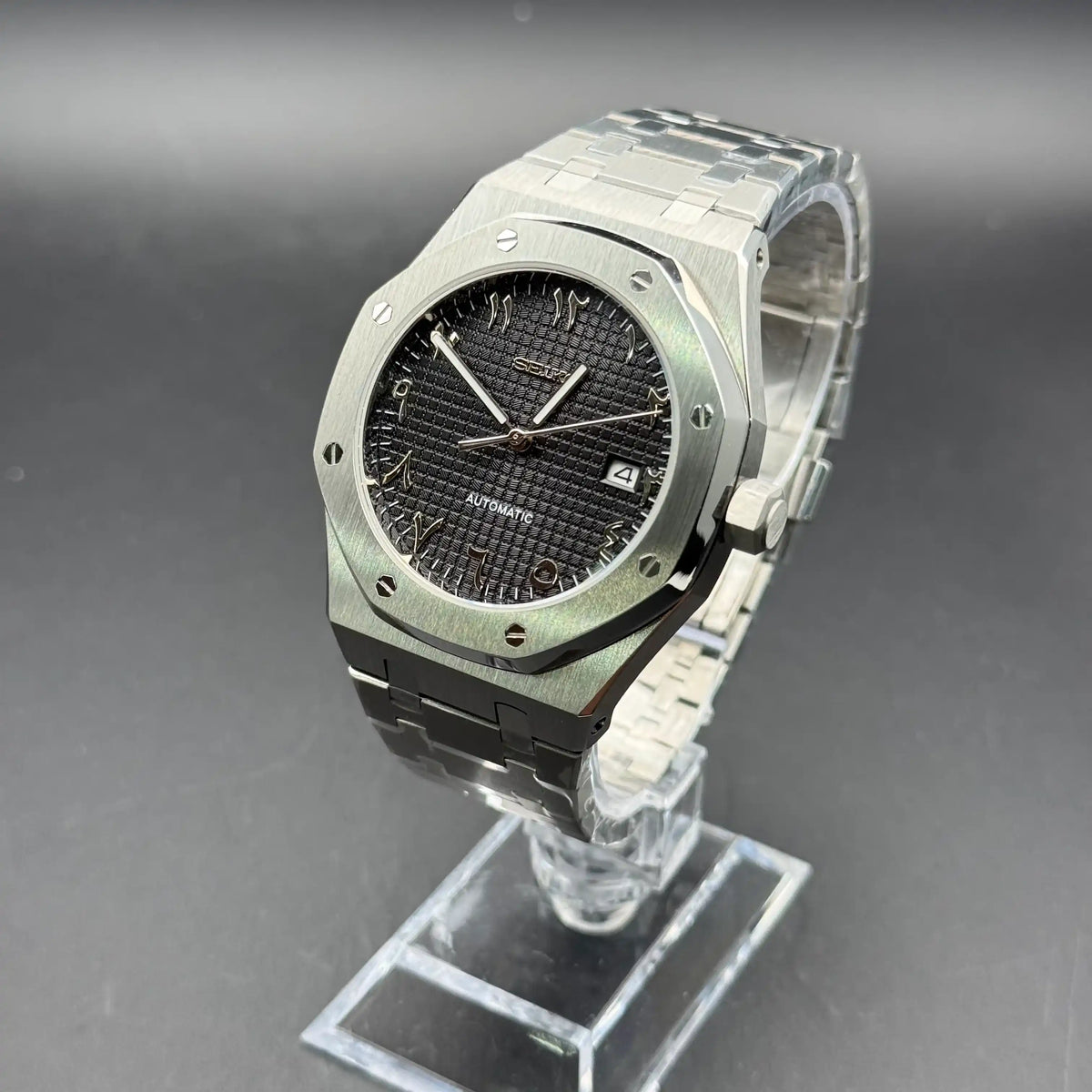 OAKMOD | Black Arabic NH35 Seiko Mod - 408.00 WATCHBRICK