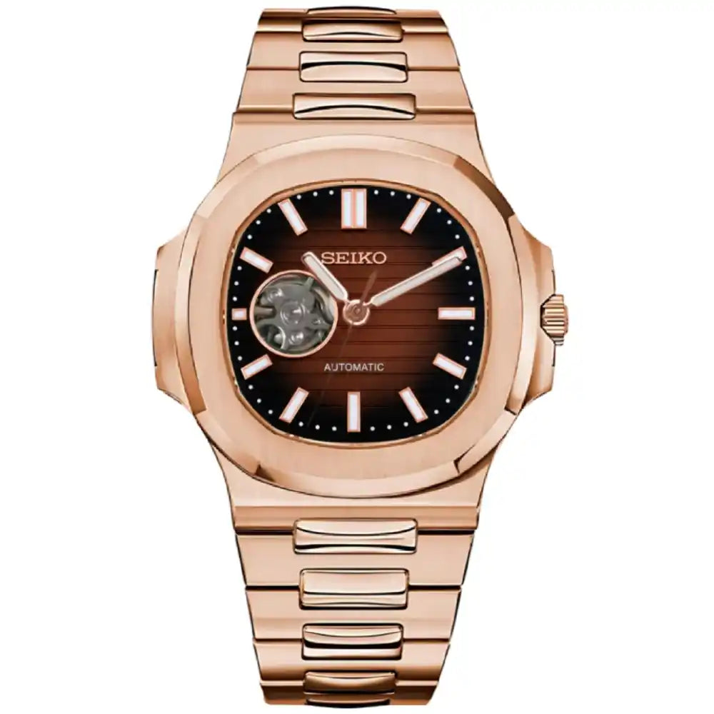 NAUTIKO | Brown Black Open-Heart NH38 Seiko Mod - 448.00 WATCHBRICK