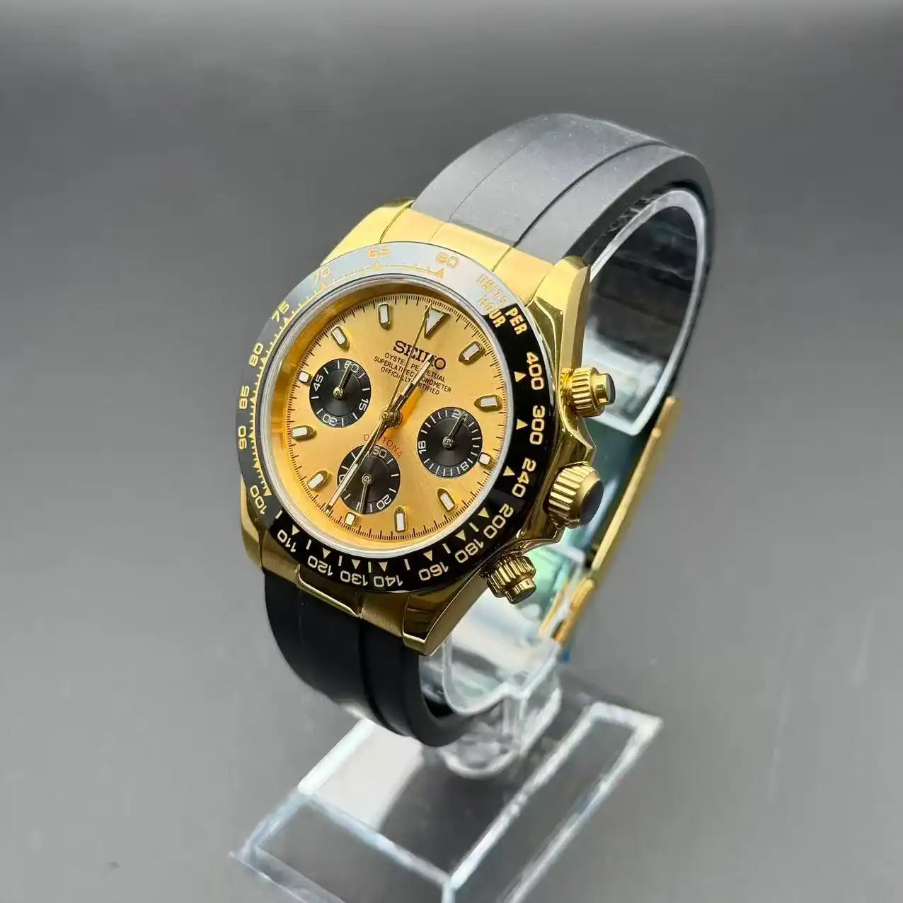 SEITONA | Black Eyes Gold Rubber VK63 Seiko Mod