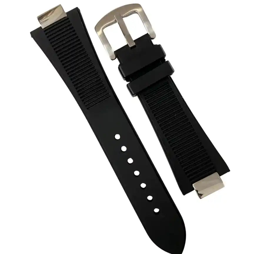 Nautilus Rubber Strap | 25mm Silver Tang Buckle - 65.00 WATCHBRICK