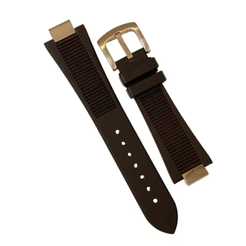 Nautilus Rubber Strap | 25mm Rose Gold Tang Buckle - 65.00 WATCHBRICK