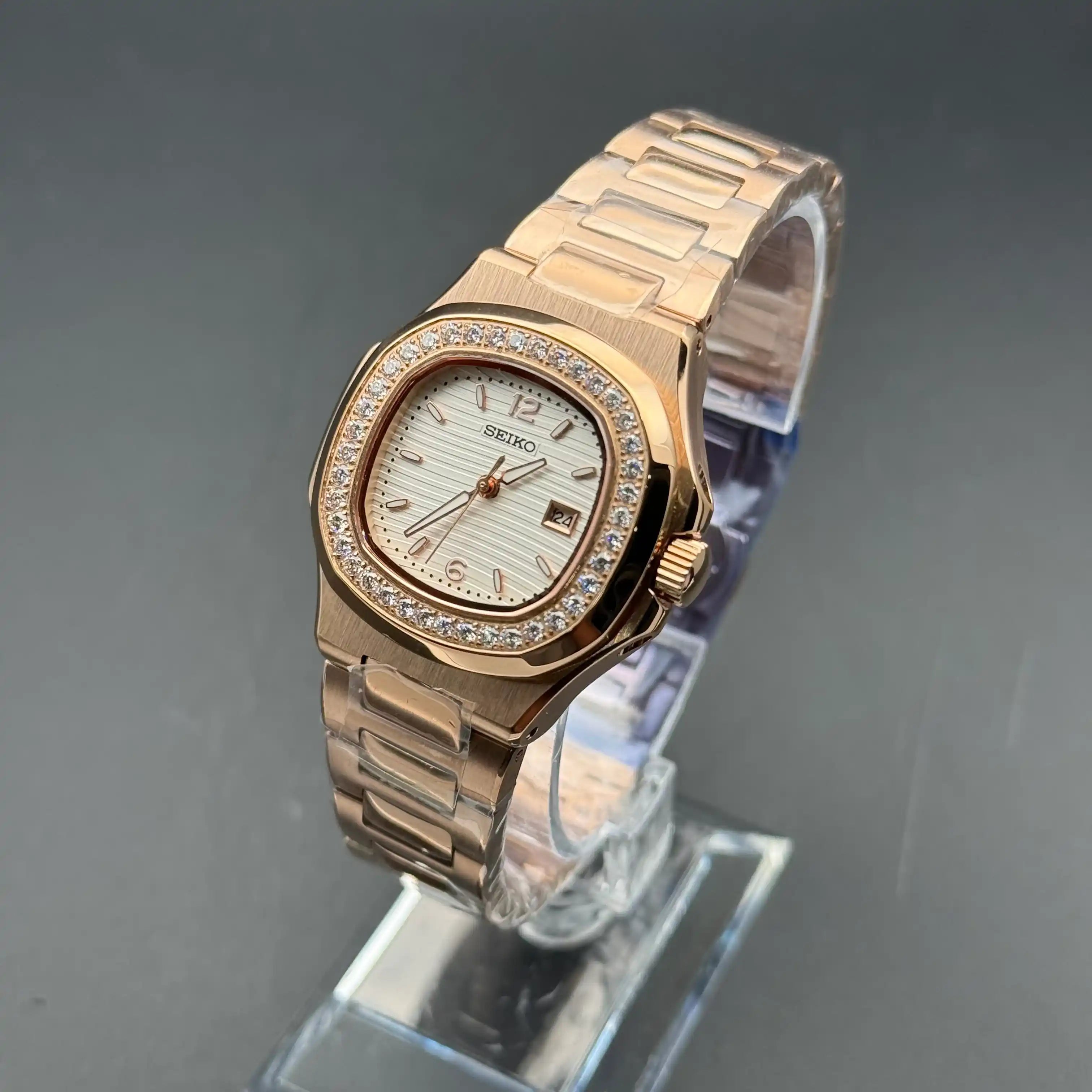 NAUTIKO LADY | White Dial Rose Gold NH05 Seiko Mod - 438.00 WATCHBRICK