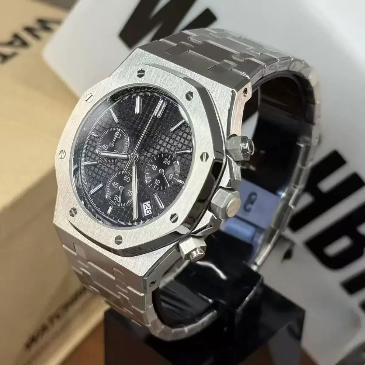 OAKMOD| Black Chronograph VK63 - 398.00 WATCHBRICK