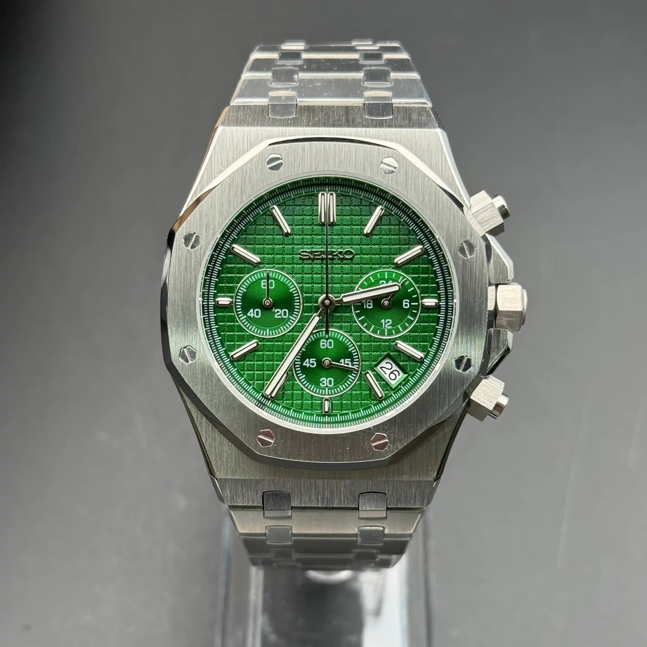OAKMOD | Green Chronograph VK63 Seiko Mod - 398.00 WATCHBRICK