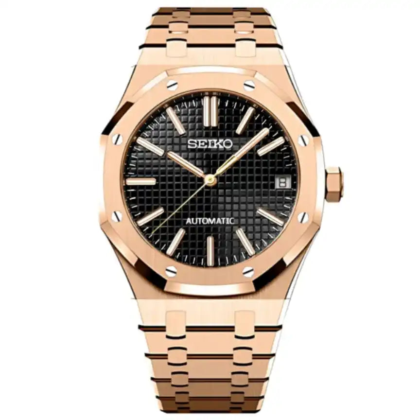 OAKMOD | Rose Gold Black NH35 Seiko Mod - 418.00 WATCHBRICK