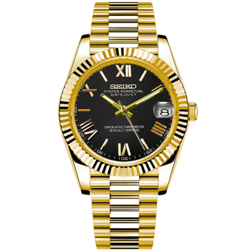 JUSTMOD | Roman Gold President NH35 Seiko Mod