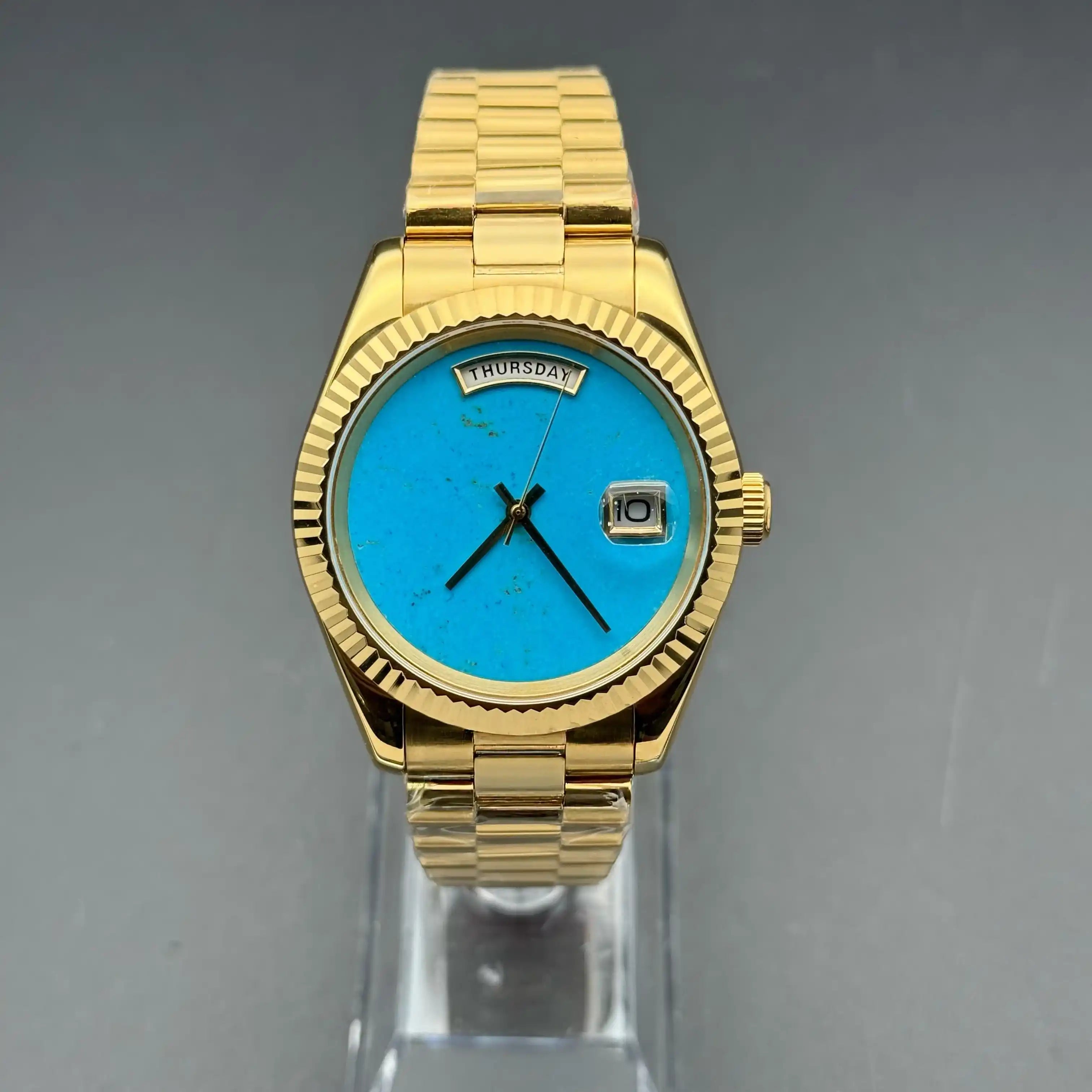 JUSTMOD | Turquoise Day-Date 8285 Custom Watch - 458.00 WATCHBRICK