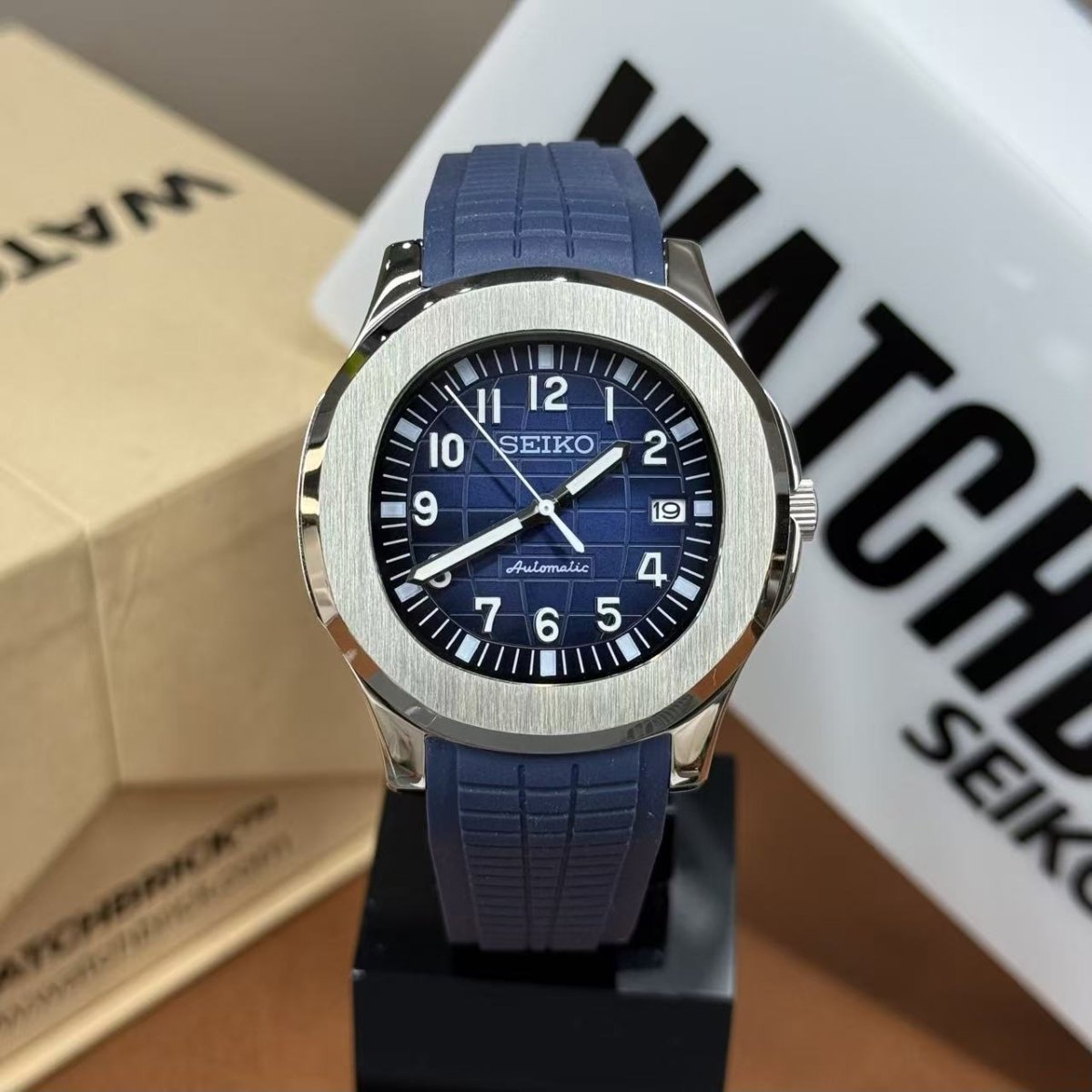 AQUAMOD | Blue and Black Grid NH35 - WATCHBRICK