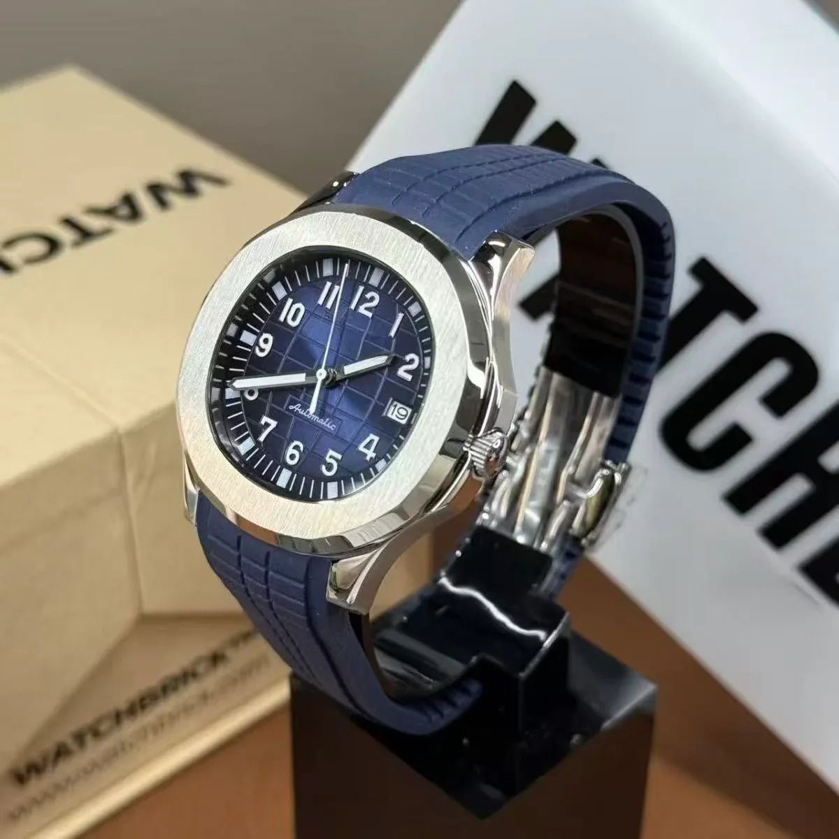 AQUAMOD | Blue and Black Grid NH35 - WATCHBRICK