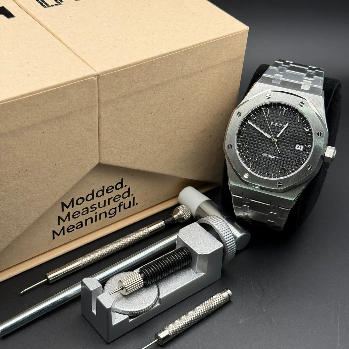 OAKMOD | Black Arabic NH35 Seiko Mod - 408.00 WATCHBRICK