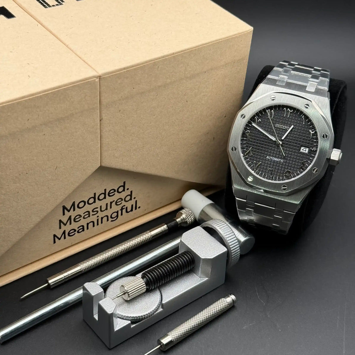 OAKMOD | Black Arabic NH35 Seiko Mod - 408.00 WATCHBRICK
