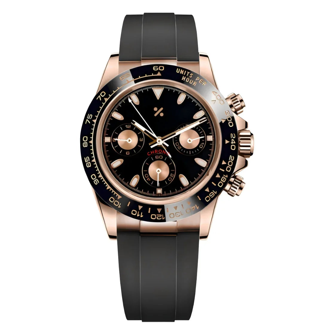 CHRONOTONA| Rose Black Rubber VK63 - WATCHBRICK