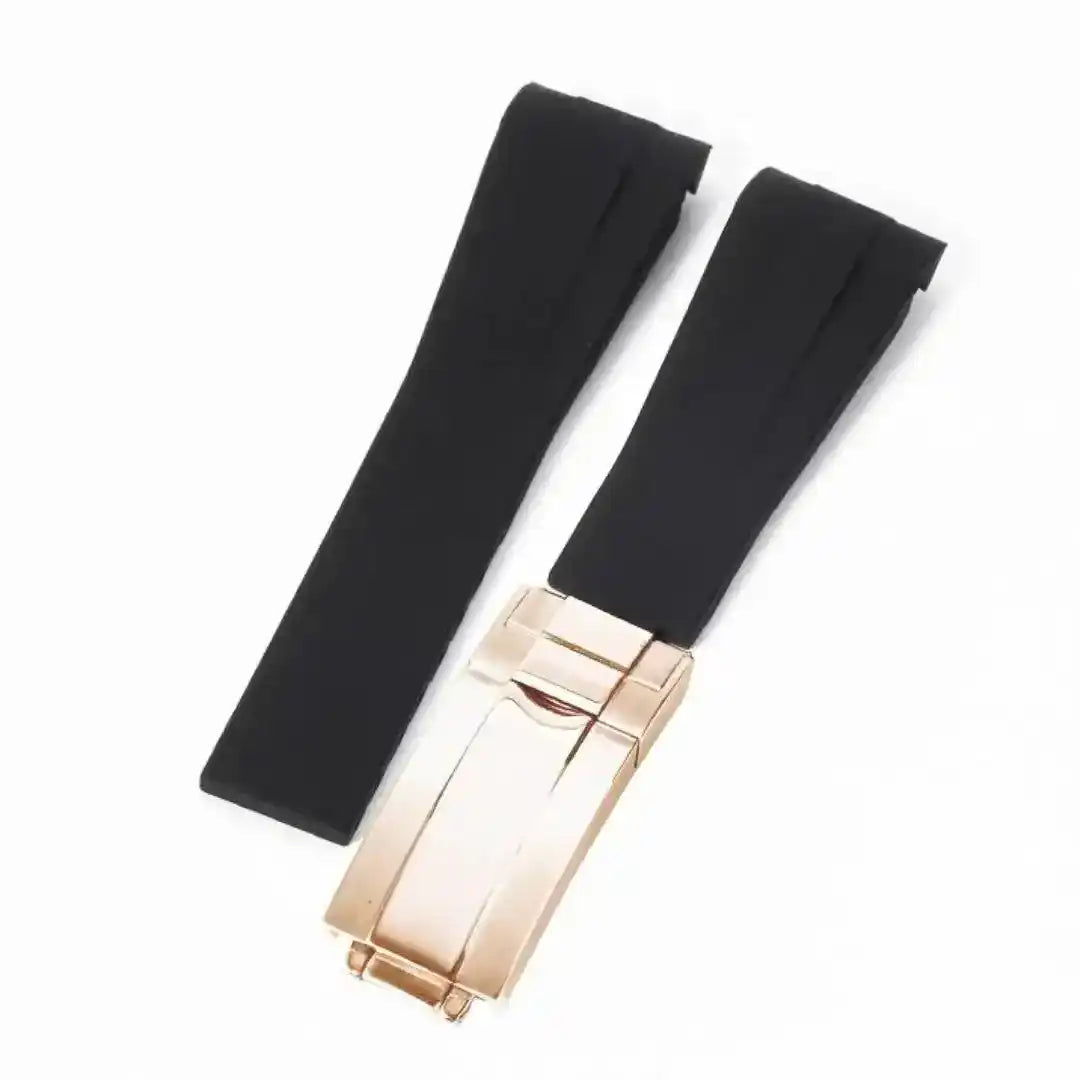 Curved - End Rubber Strap | 20mm Rose - Gold Clasp - WATCHBRICK