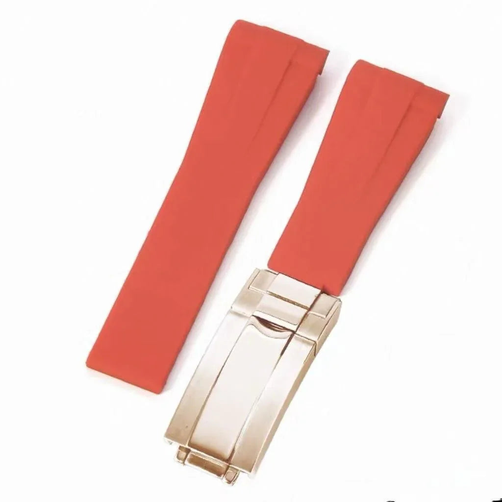 Curved-End Rubber Strap | 20mm Rose-Gold Clasp - WB MOD WATCHES