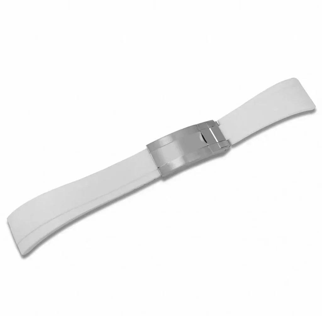 Curved-End Rubber Strap | 20mm Silver Clasp - WB MOD WATCHES