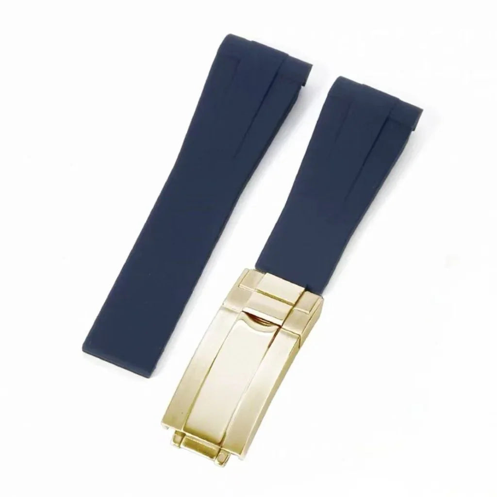 Curved-End Rubber Strap | 20mm Yellow-Gold Clasp - WB MOD WATCHES