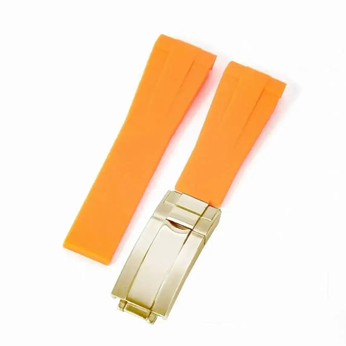 Curved - End Rubber Strap | 20mm Yellow - Gold Clasp - WATCHBRICK
