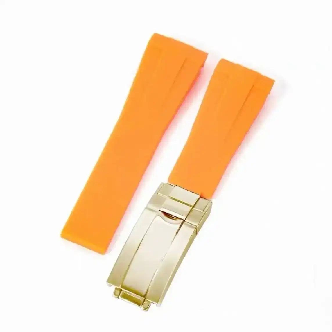 Curved - End Rubber Strap | 20mm Yellow - Gold Clasp - WATCHBRICK