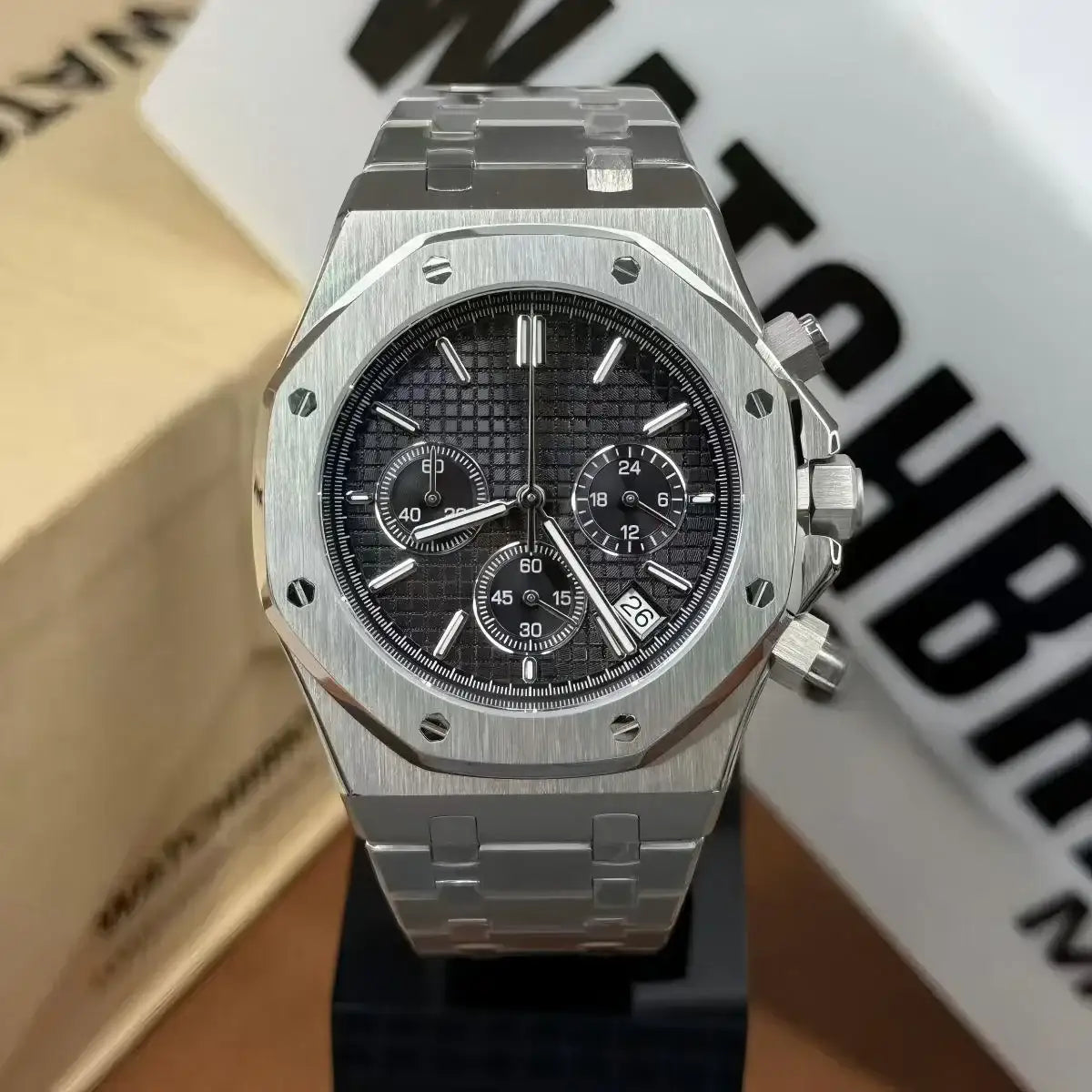 OAKMOD| Black Chronograph VK63 - 398.00 WATCHBRICK
