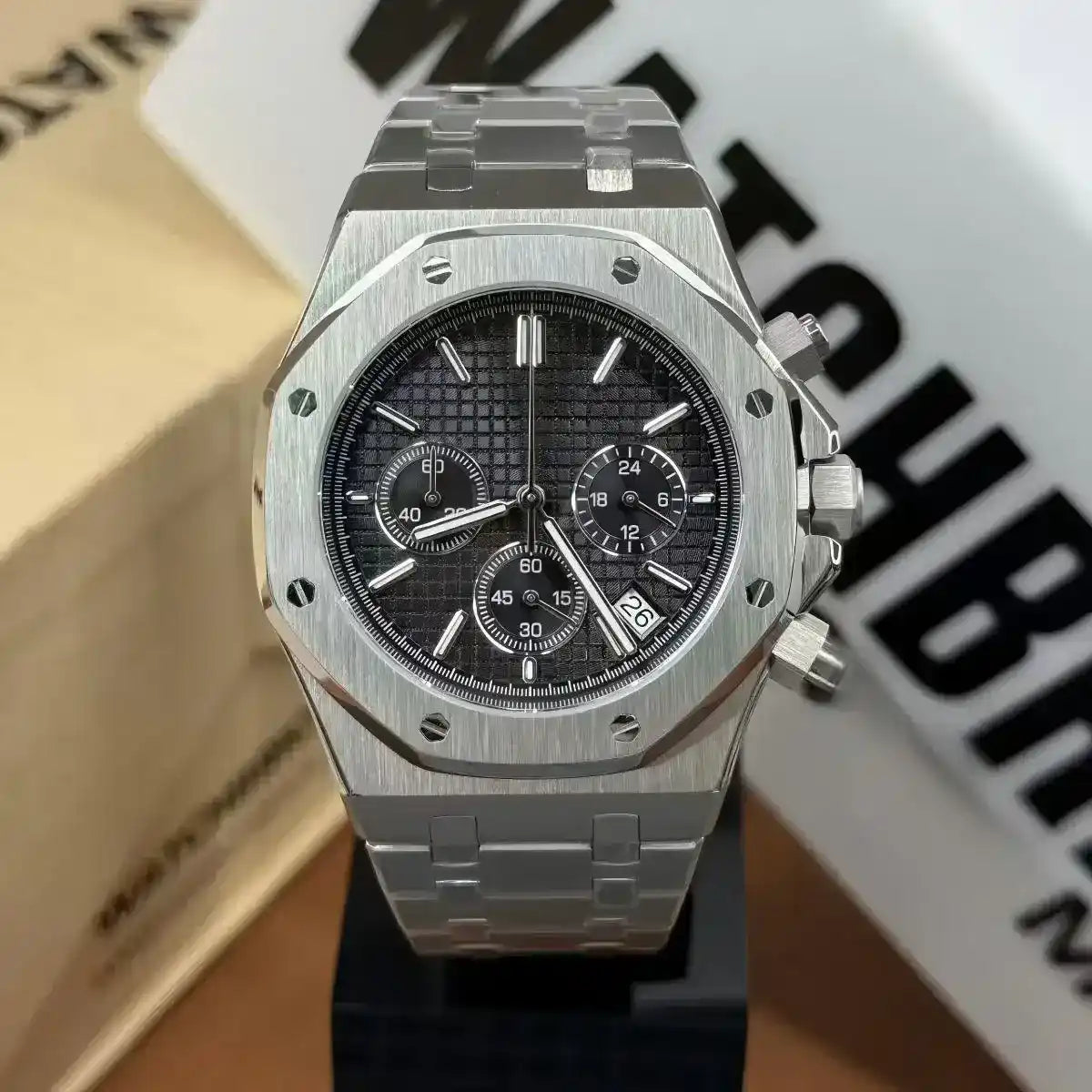 OAKMOD| Black Chronograph VK63 - 398.00 WATCHBRICK