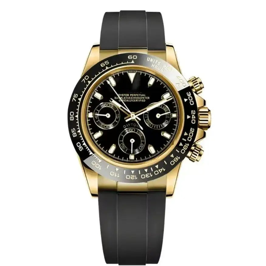 SEITONA | Yellow Gold Black Rubber VK63 - 418.00 WATCHBRICK