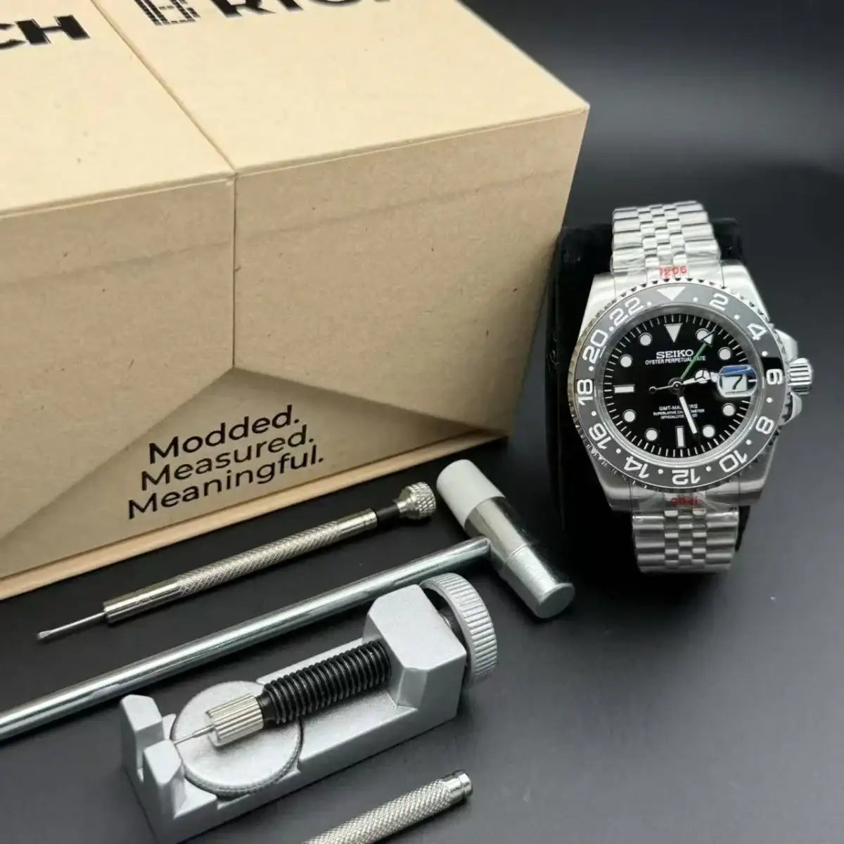 GMT MOD | Bruce Wayne NH34 Custom Watch - WATCHBRICK
