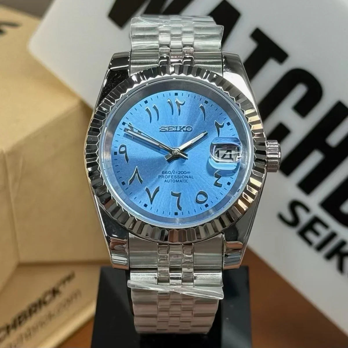 JUSTMOD | Arab Dial Ice Blue (36 / 39mm) - WB MOD WATCHES