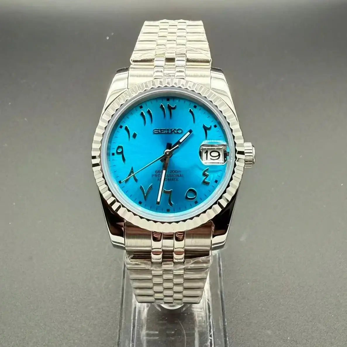 JUSTMOD | Arab Ice Blue NH35 Custom Watch - WATCHBRICK