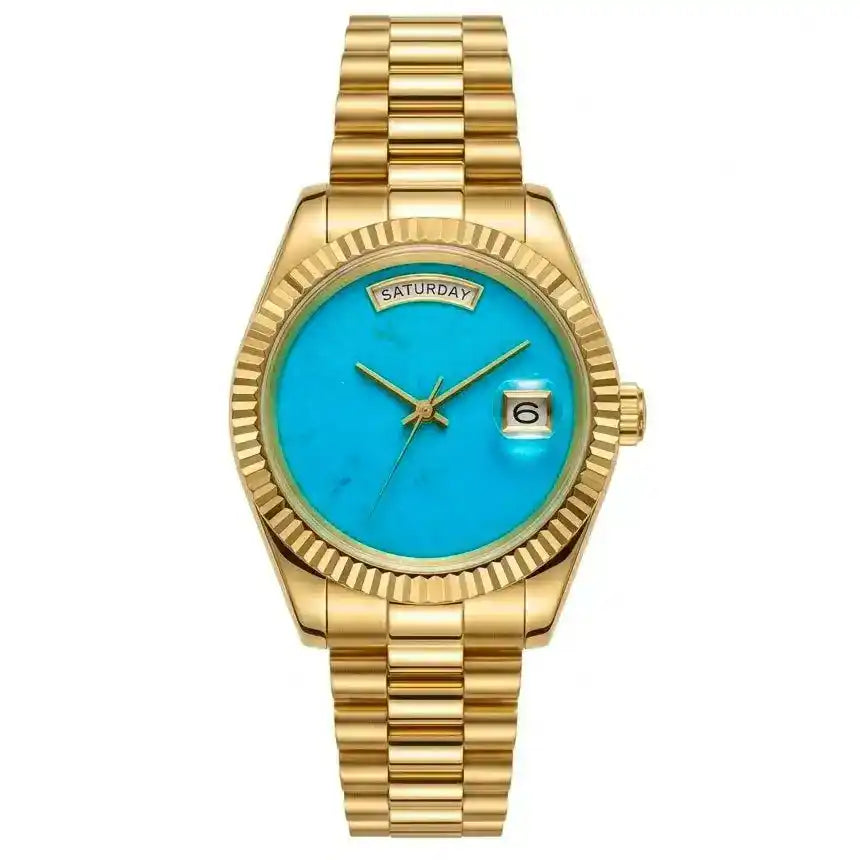 DATEJUST MOD | Turquoise Dial Day-Date Yellow Gold - 458.00 WATCHBRICK