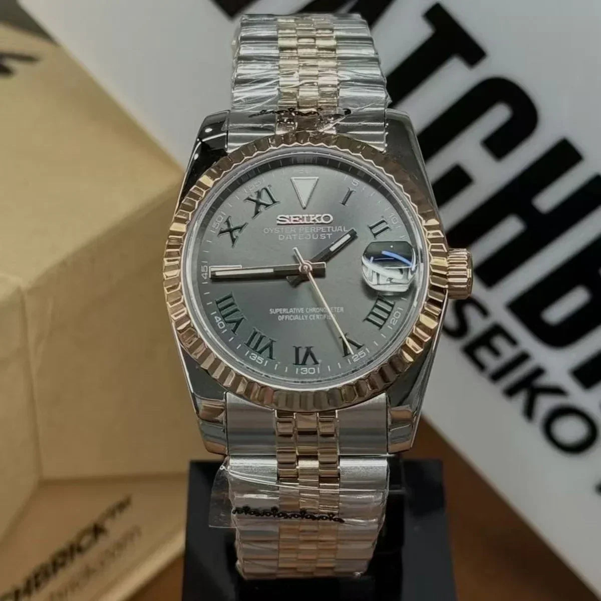 JUSTMOD | Two-Tone Green Roman NH35 - WB MOD WATCHES