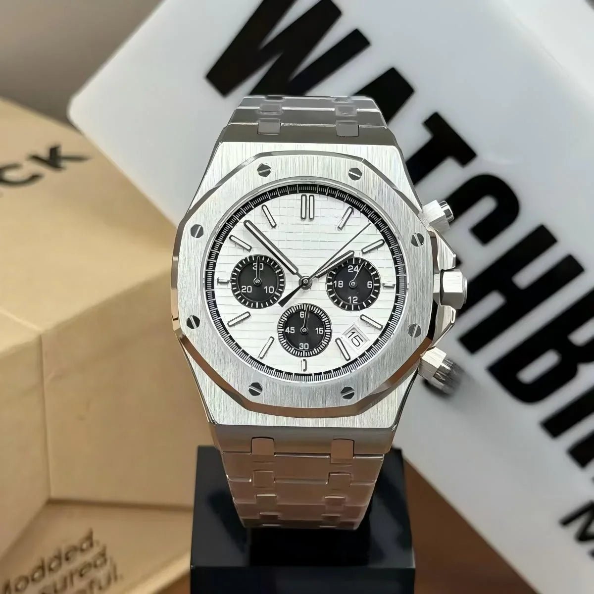 OAKMOD | White Black VK63 Chrono Mod - WATCHBRICK