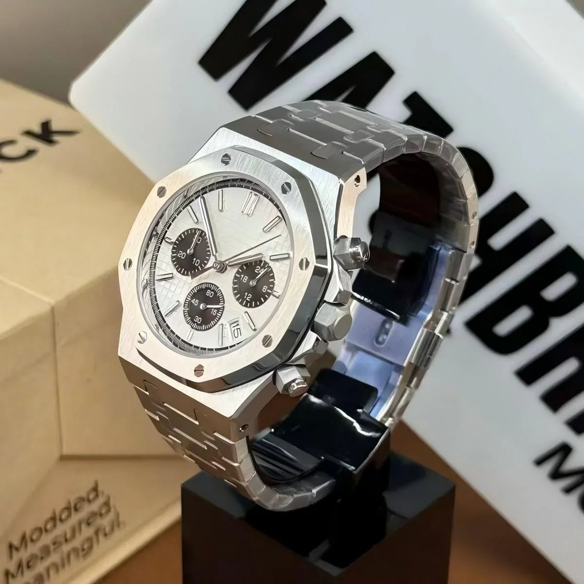 OAKMOD | White Black VK63 Chrono Mod - WATCHBRICK