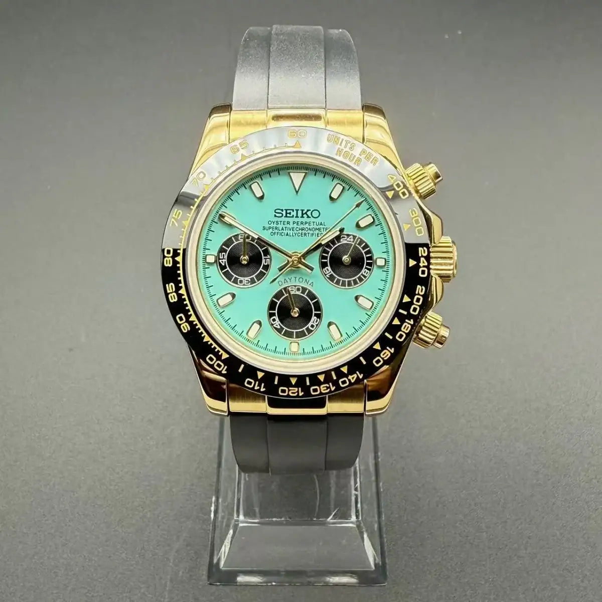 SEITONA | Tiffany Blue Gold VK63 Custom Watch - WATCHBRICK