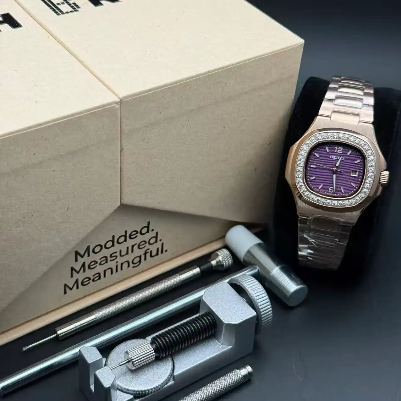 NAUTIKO LADY | Purple Dial Rose Gold NH05 Seiko Mod - 438.00 WATCHBRICK