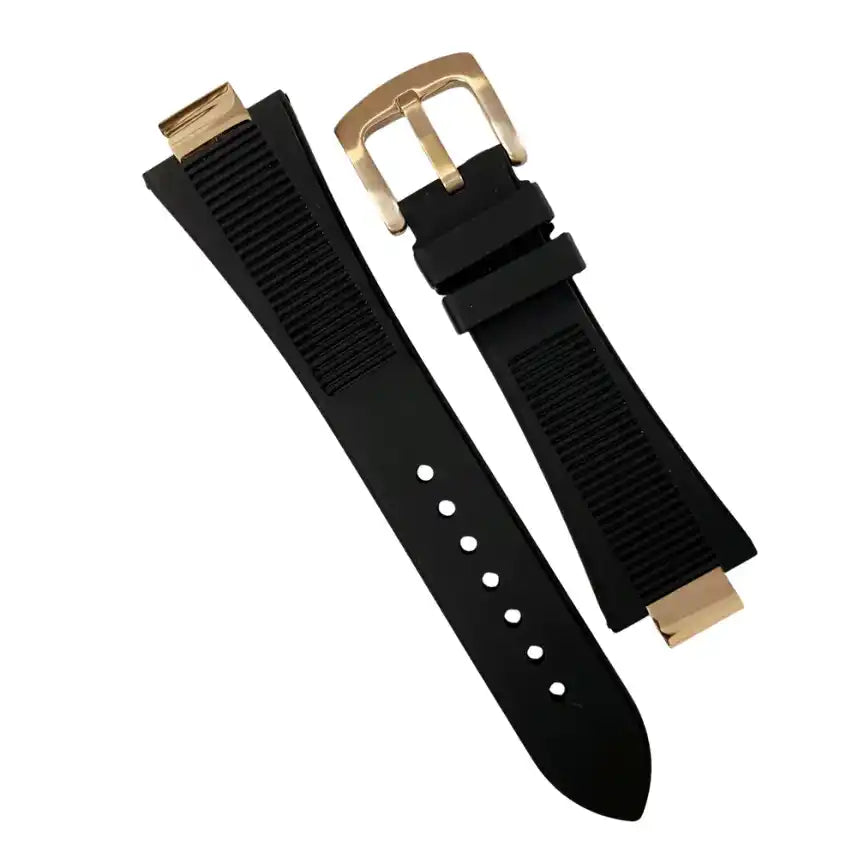 Nautilus Rubber Strap | 25mm Rose Gold Tang Buckle - 65.00 WATCHBRICK