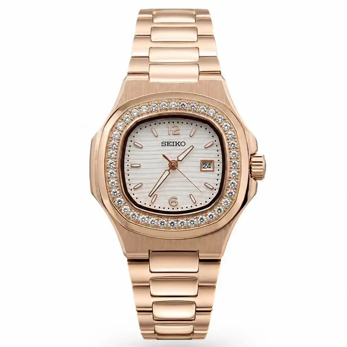 NAUTIKO LADY | White Dial Rose Gold NH05 Seiko Mod - 438.00 WATCHBRICK