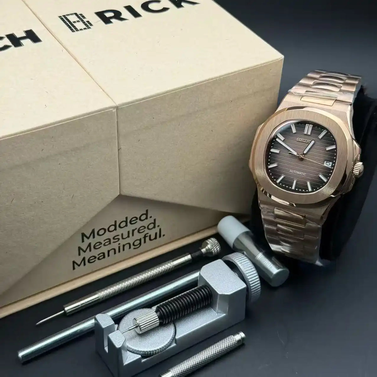 NAUTIKO | Brown Rose Gold NH35 Custom Watch - 418.00 WATCHBRICK