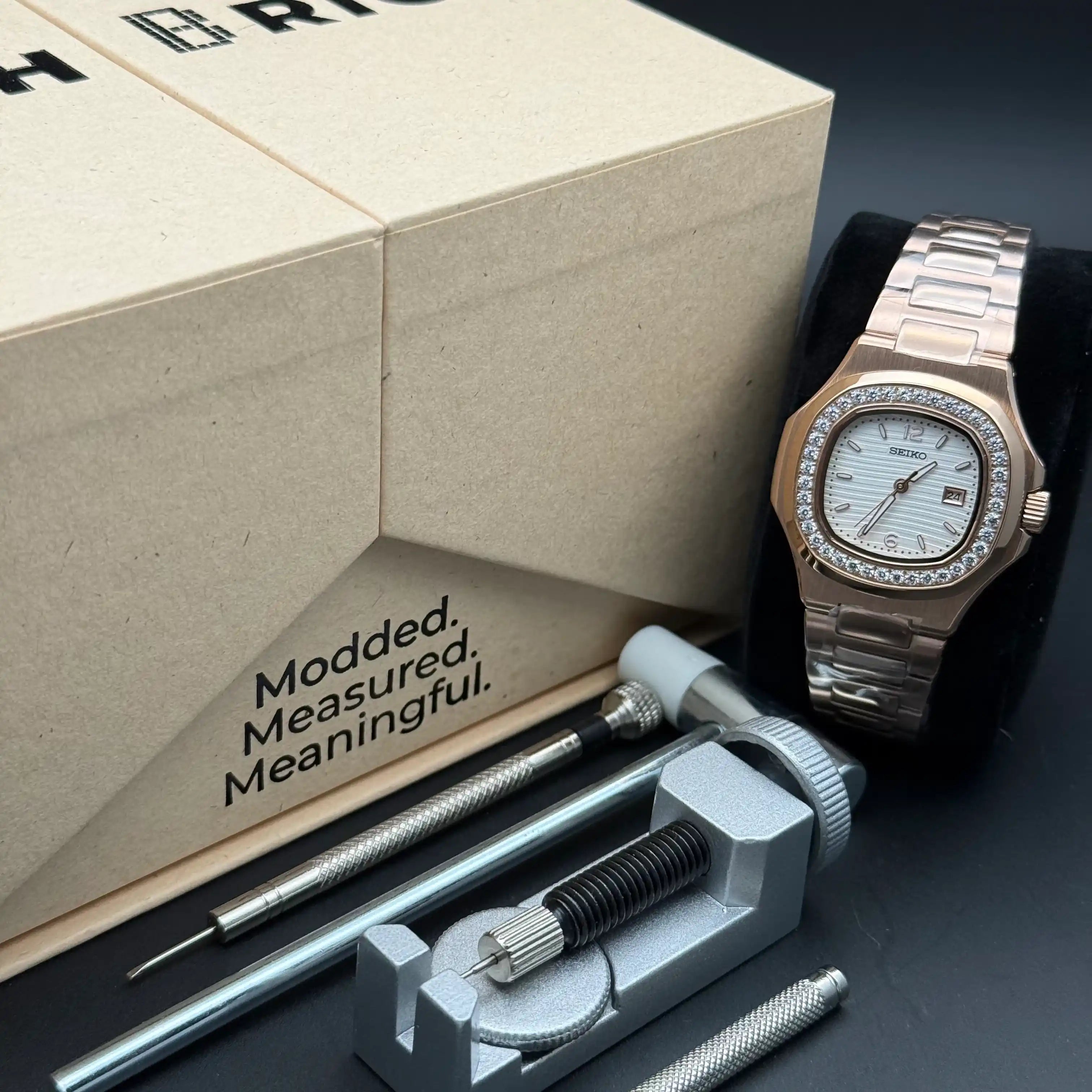 NAUTIKO LADY | White Dial Rose Gold NH05 Seiko Mod - 438.00 WATCHBRICK