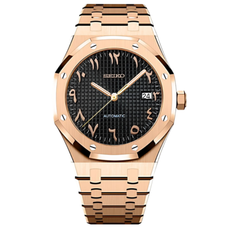 OAKMOD | Rose Gold Black Arabic NH35 Seiko Mod