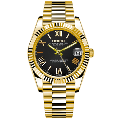 JUSTMOD | Roman Gold President NH35 Seiko Mod