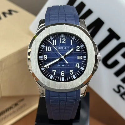 AUQAMOD | Blue and Black Grid NH35 - WB MOD WATCHES