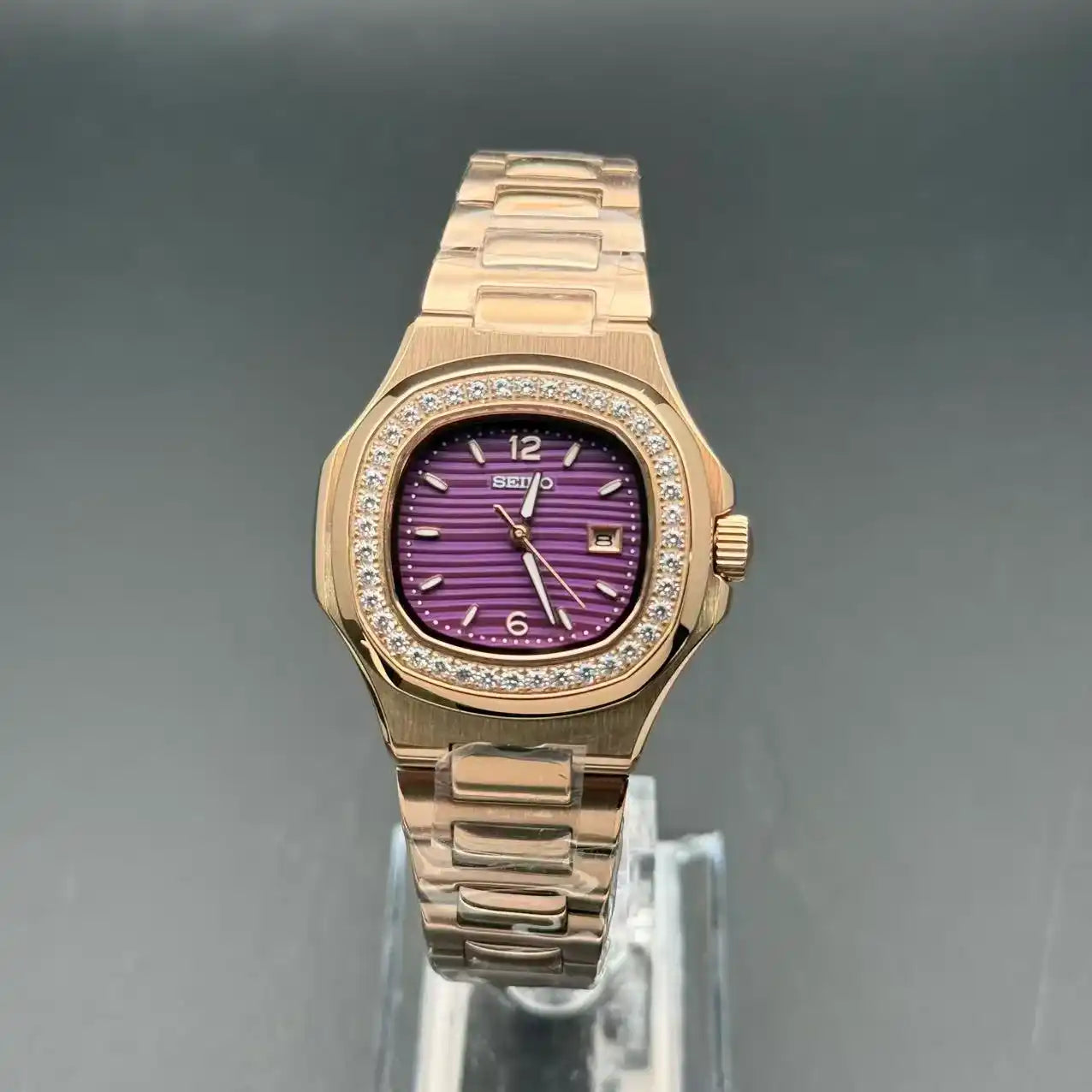 NAUTIKO LADY | Purple Dial Rose Gold NH05 Seiko Mod - 438.00 WATCHBRICK