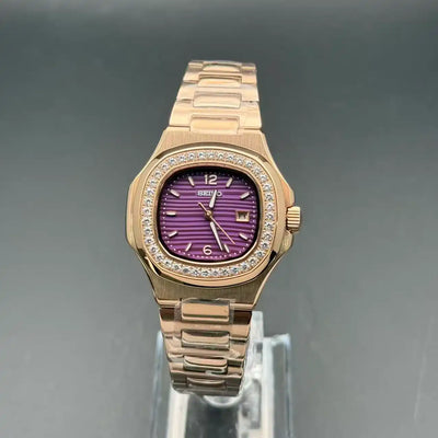 NAUTIKO LADY | Purple Dial Rose Gold NH05 Seiko Mod - 438.00 WATCHBRICK