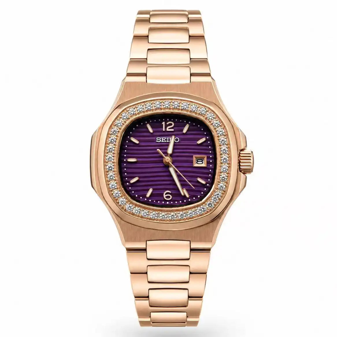 NAUTIKO LADY | Purple Dial Rose Gold NH05 Seiko Mod - 438.00 WATCHBRICK
