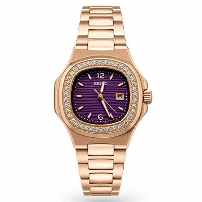 NAUTIKO LADY | Purple Dial Rose Gold NH05 Seiko Mod - 438.00 WATCHBRICK