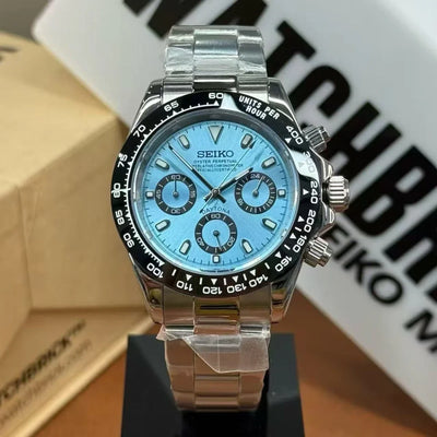SEIKTONA | Ice Blue VK63 - WB MOD WATCHES