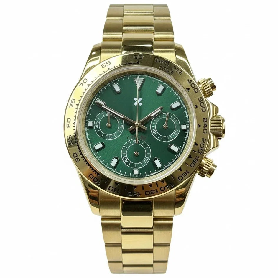 SEIKTONA | Gold Green VK63 Chrono - WB MOD WATCHES