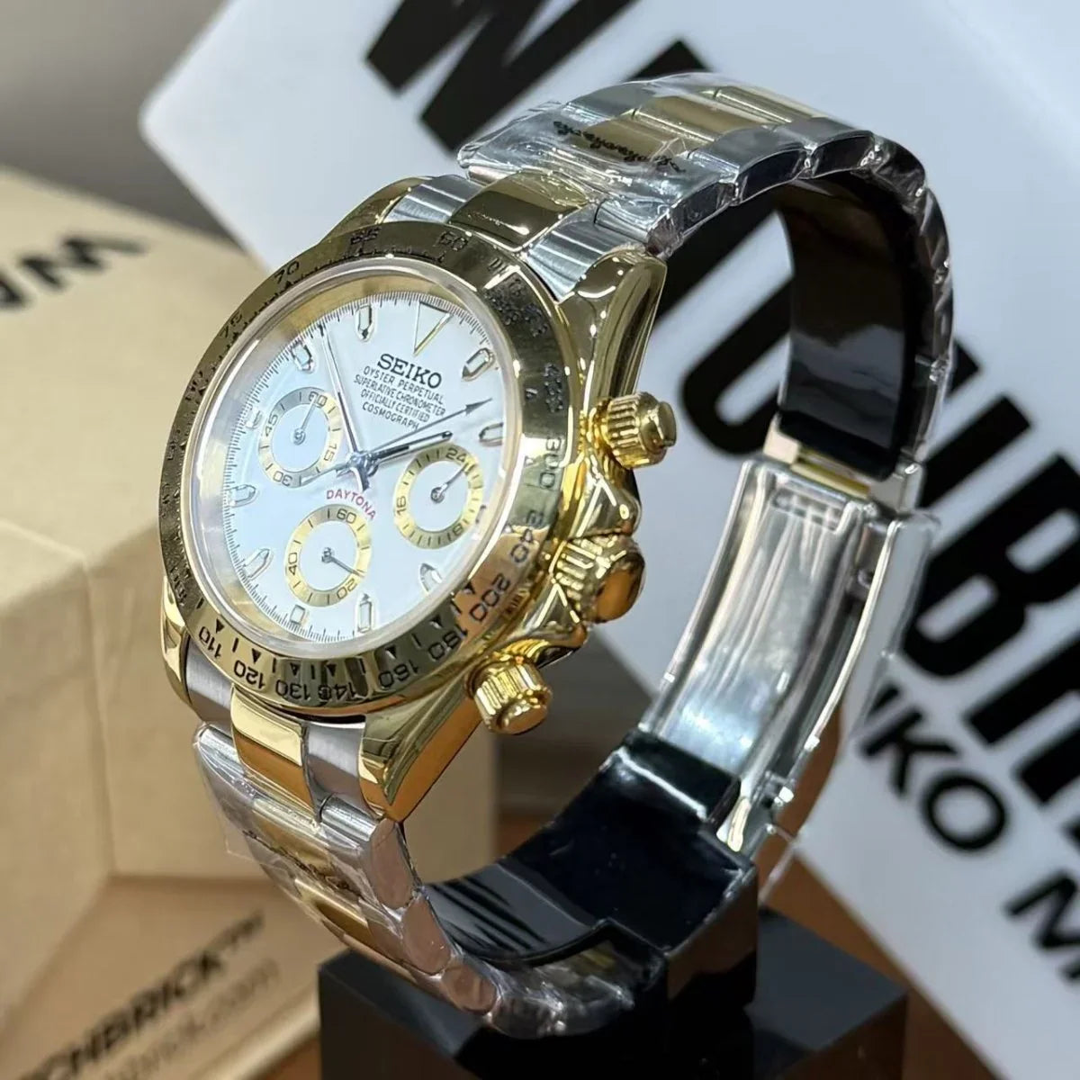 SEIKTONA | Two-Tone Gold White - WB MOD WATCHES