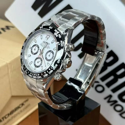 SEIKTONA | White Face VK63 Chrono - WB MOD WATCHES