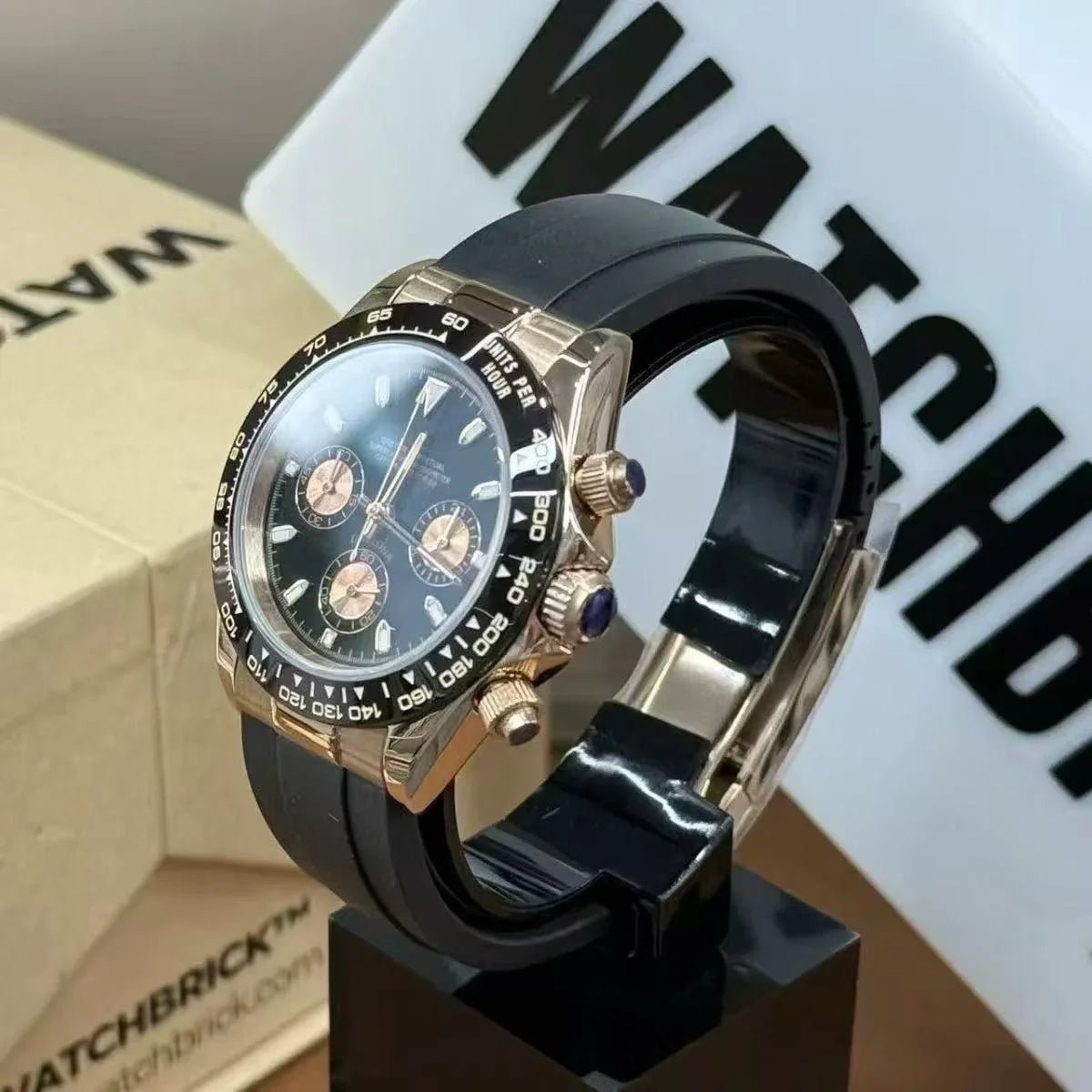 CHRONOTONA| Rose Black Rubber VK63 - WATCHBRICK